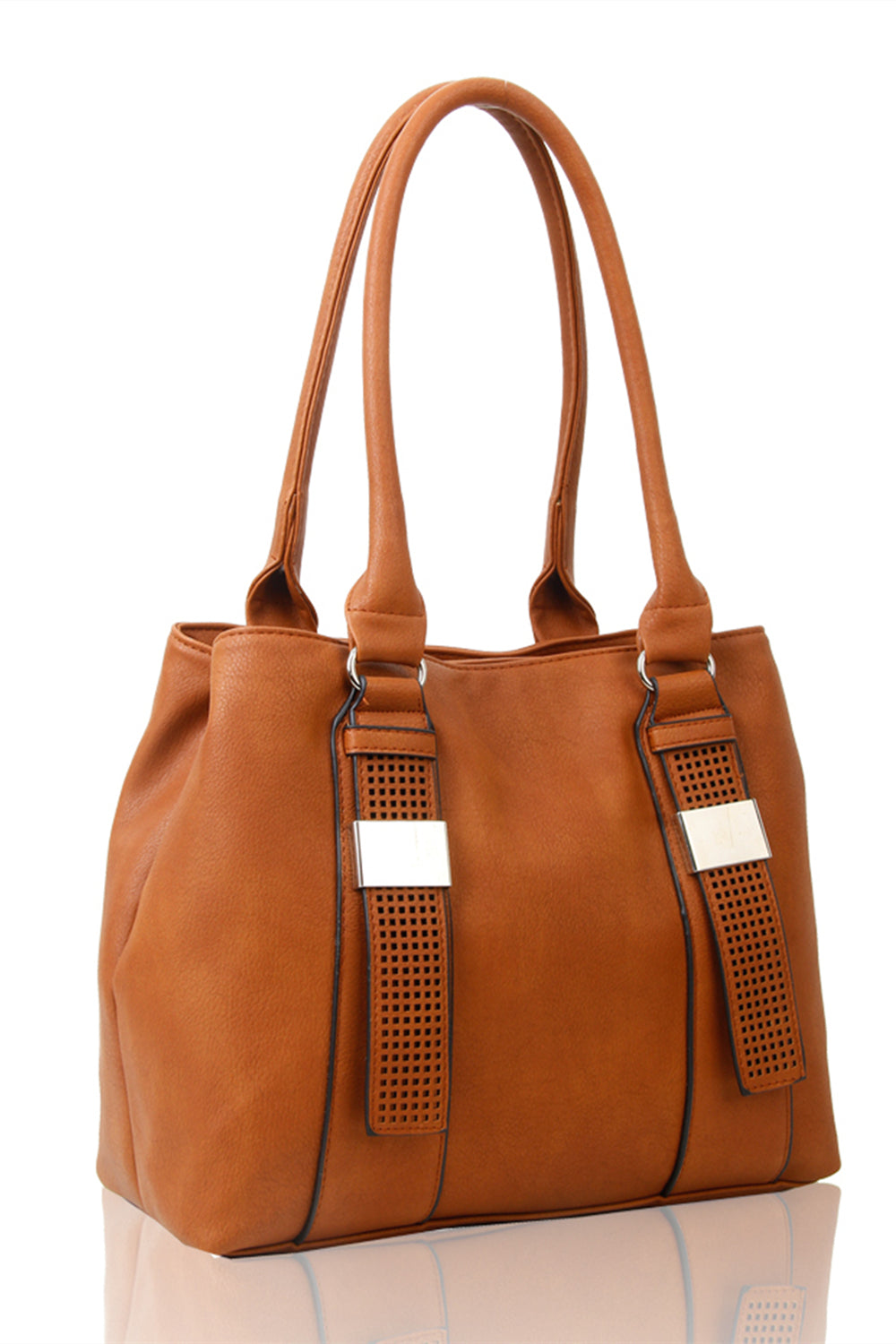 RS17007 Twin Cut-Out Belts Designed Two Compartments Shoulder Bag