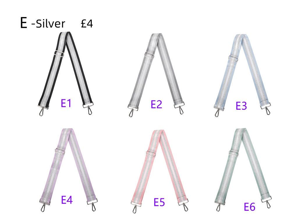 E-Crossbbody Strap Silver Sparkle Stripe