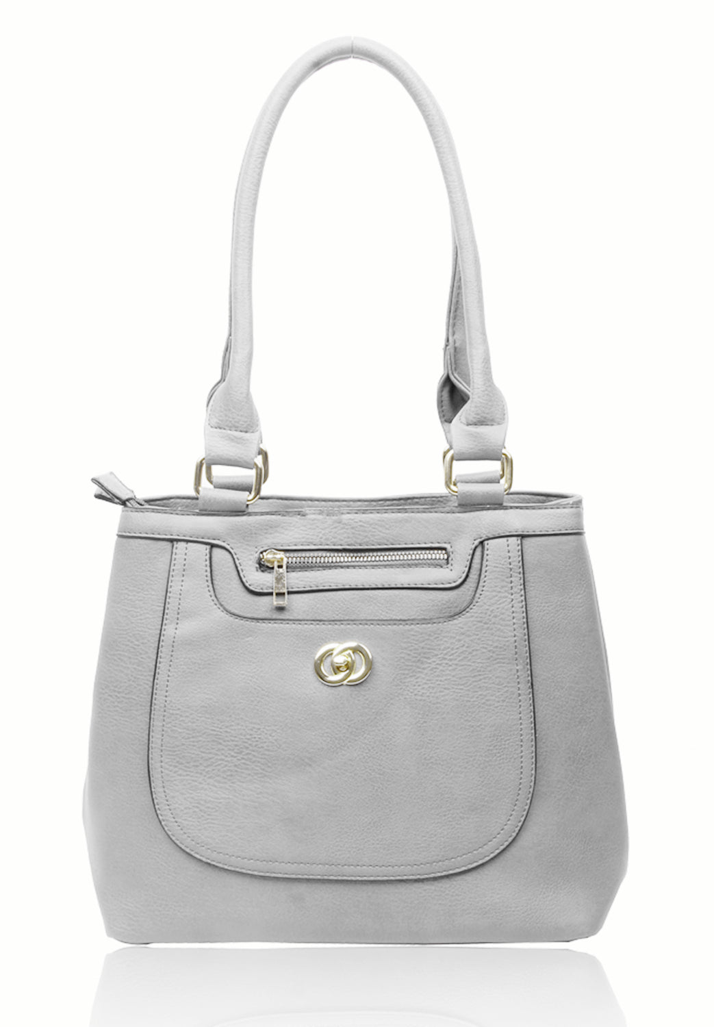 RS14114 Circles Shaped Metal Badge Detail With Two Compartments Shoulder Bag