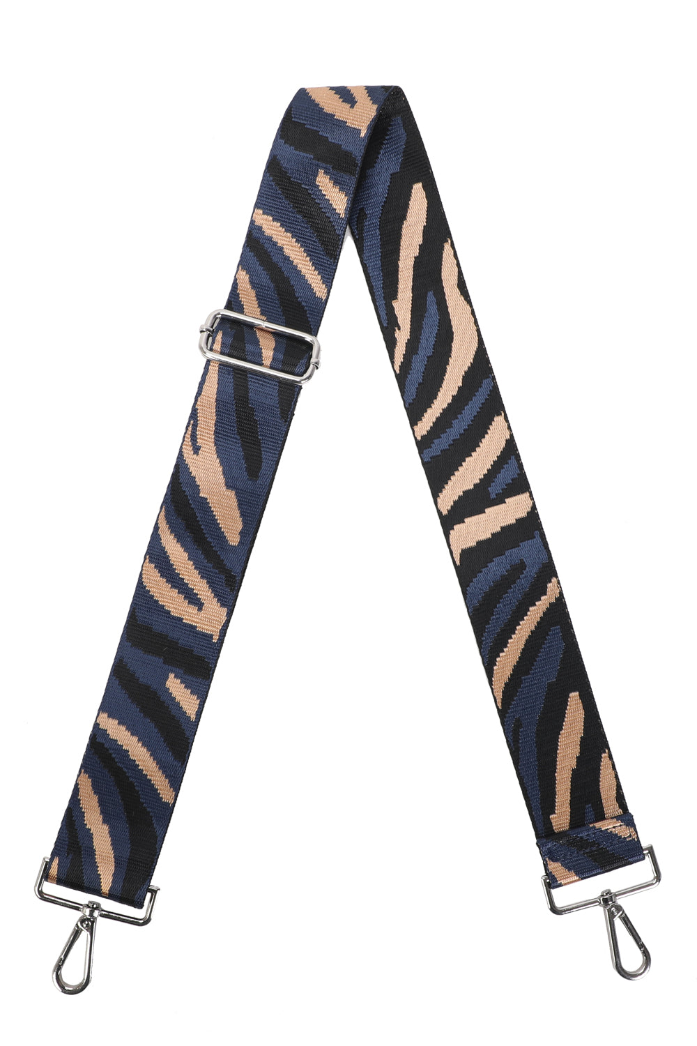 H-Zebra Print Canvas Adjustable Strap-SILVER