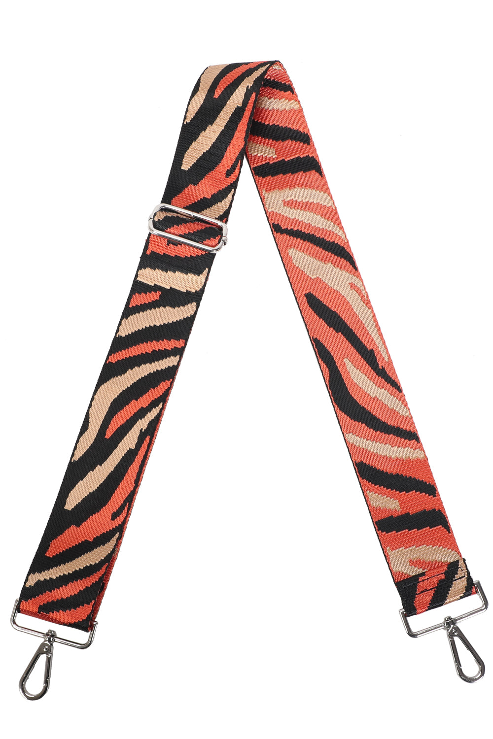 H-Zebra Print Canvas Adjustable Strap-SILVER