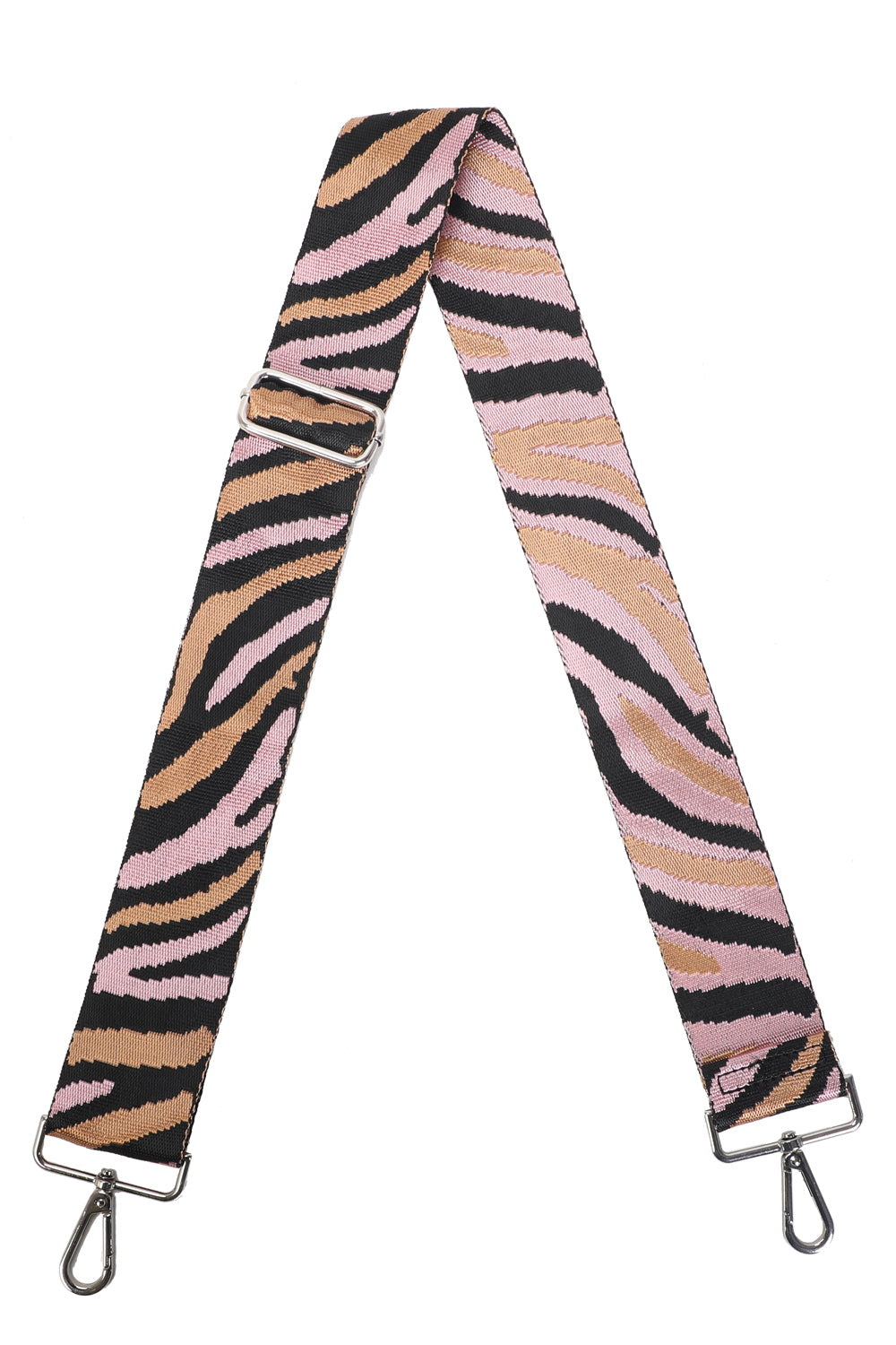 H-Zebra Print Canvas Adjustable Strap-SILVER