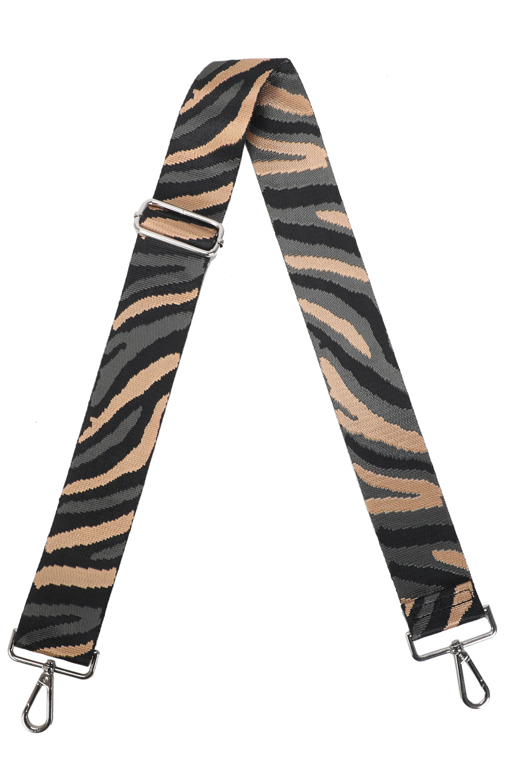 H-Zebra Print Canvas Adjustable Strap-SILVER