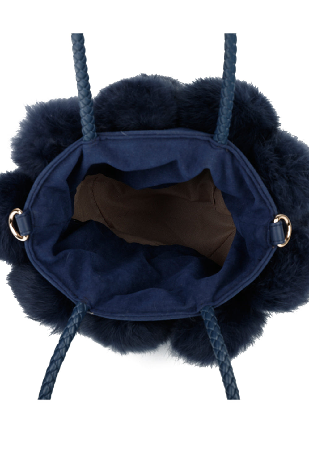 RJ180511 Bucket Shaped Shoulder Bag With Fur Pom-Pom