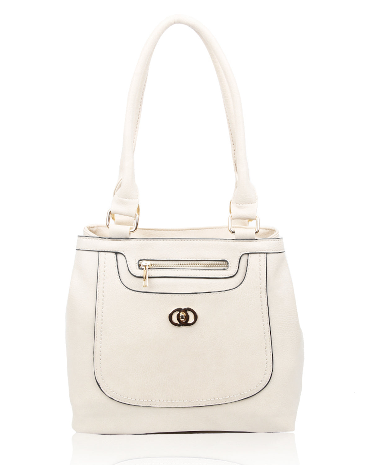 RS14114 Circles Shaped Metal Badge Detail With Two Compartments Shoulder Bag