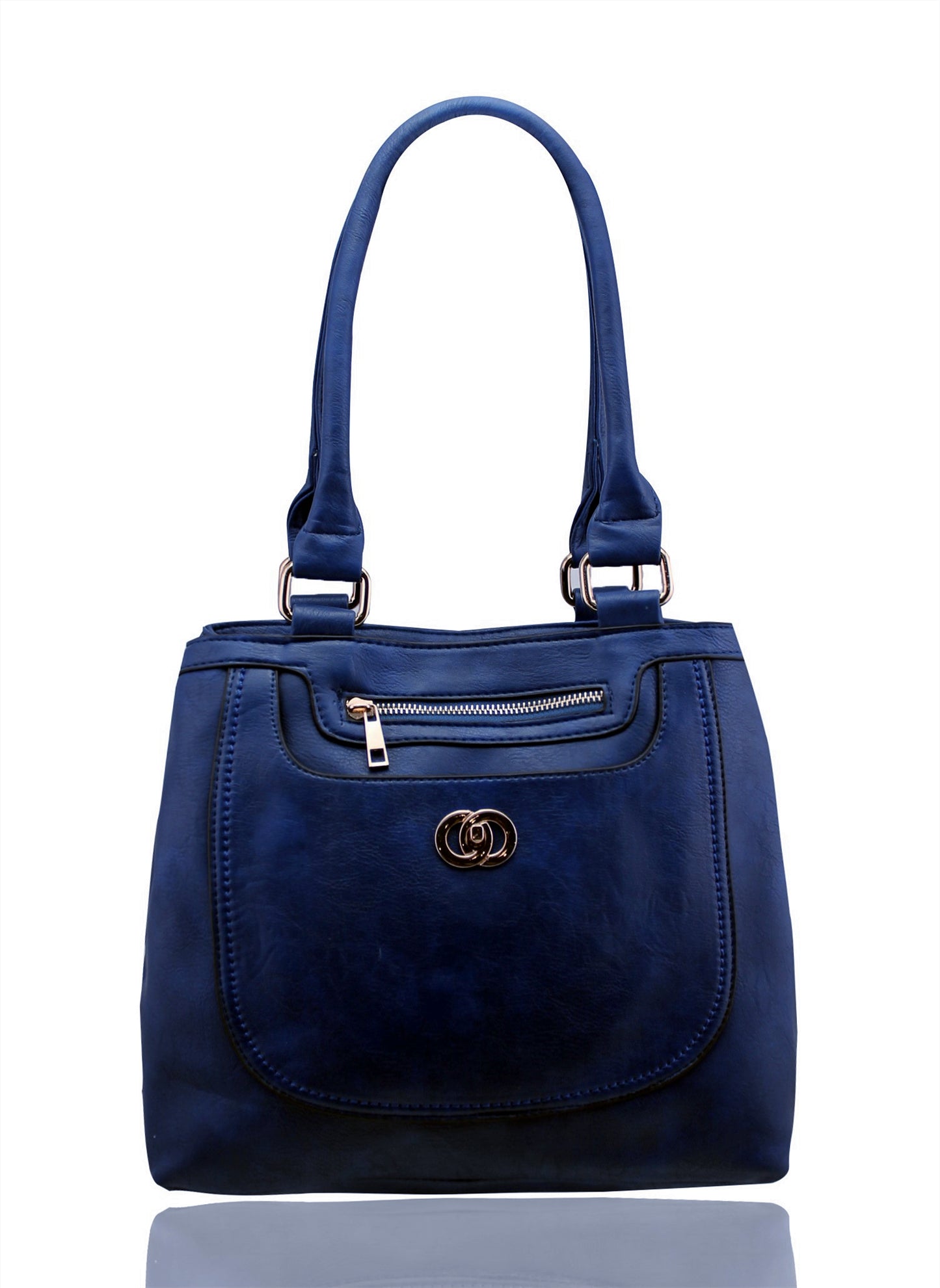 RS14114 Circles Shaped Metal Badge Detail With Two Compartments Shoulder Bag