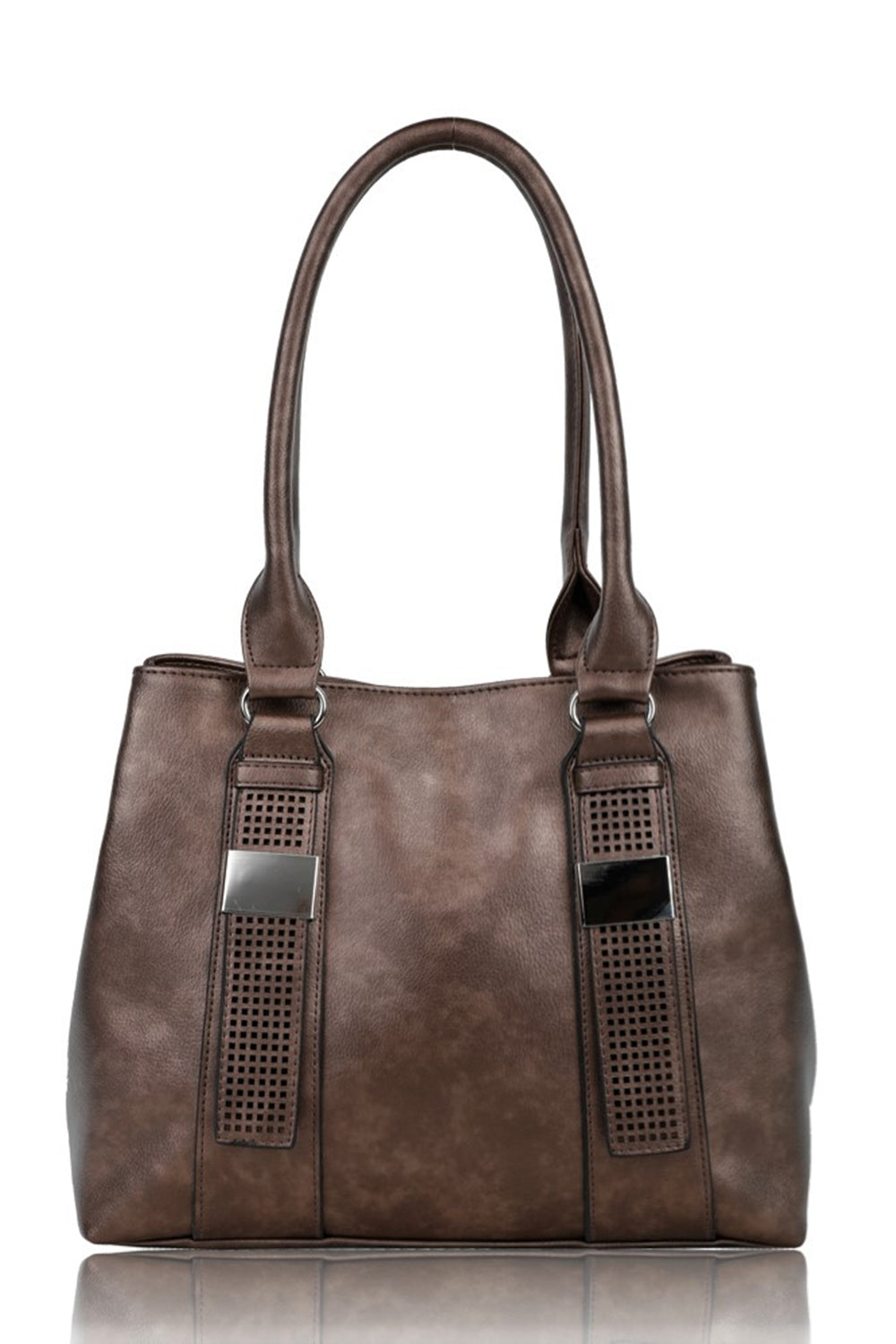 RS17007 Twin Cut-Out Belts Designed Two Compartments Shoulder Bag