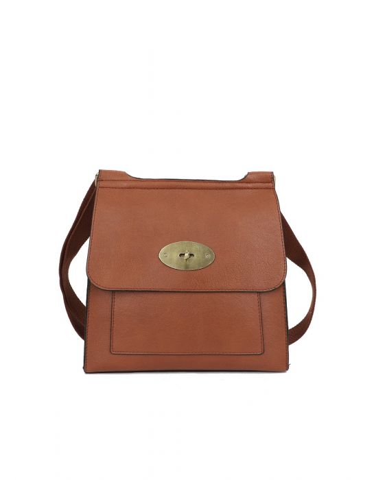 RB15113 Flap Over Messenger Bag With Metal Clasp