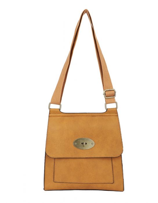 RB15113 Flap Over Messenger Bag With Metal Clasp