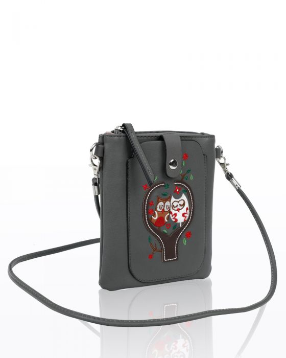 F004 Owl Patterned Mobile Phone Purse Pouch