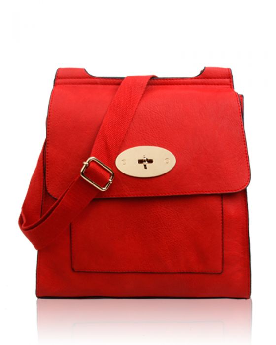 RB15113 Flap Over Messenger Bag With Metal Clasp