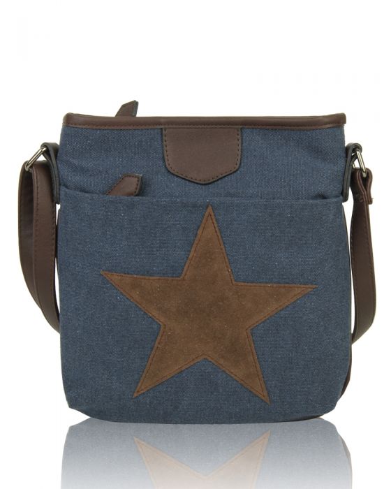 RX160431 Canvas Star Patterned Cross-Body Bag