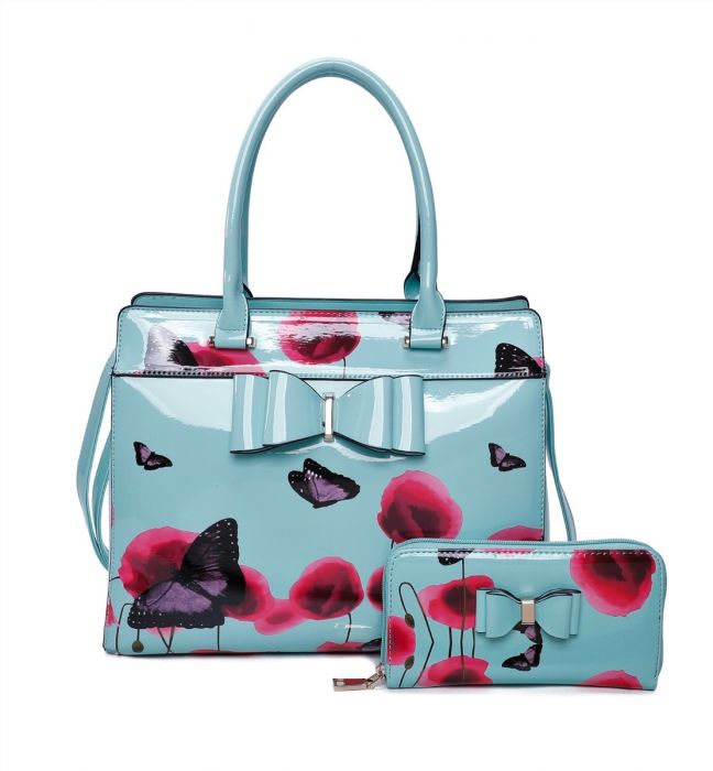 RJ200811 2IN1 Poppy Flower & Butterfly Bucket Shaped With Purse Set
