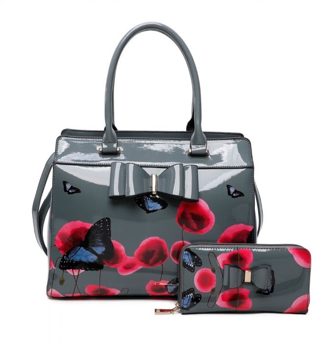RJ200811 2IN1 Poppy Flower & Butterfly Bucket Shaped With Purse Set