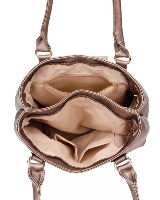 RS18002 Two Compartments Faux leather Shoulder Bag
