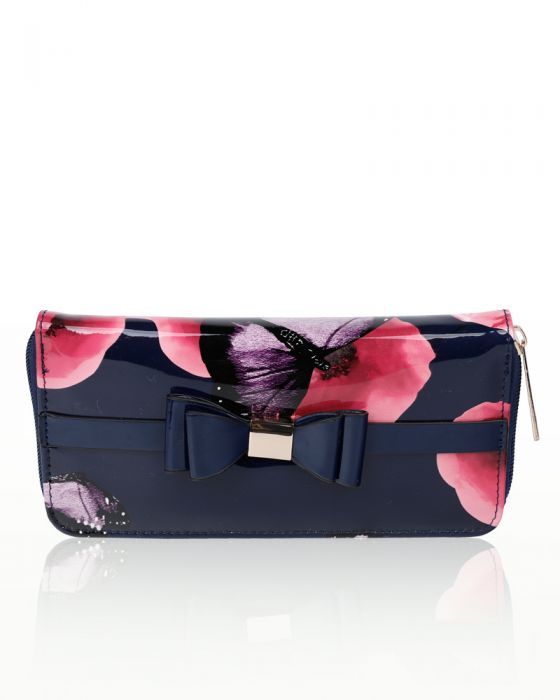 Rj180802-PB 2IN1 Poppy Flower & Butterfly Bucket Shaped Top-Handle Bag With Purse Set