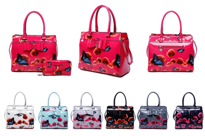 RJ200811 2IN1 Poppy Flower & Butterfly Bucket Shaped With Purse Set