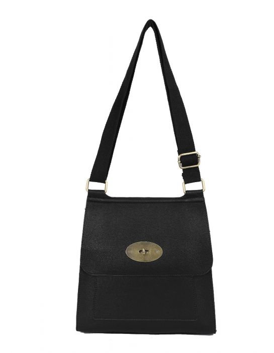 RB15113 Flap Over Messenger Bag With Metal Clasp