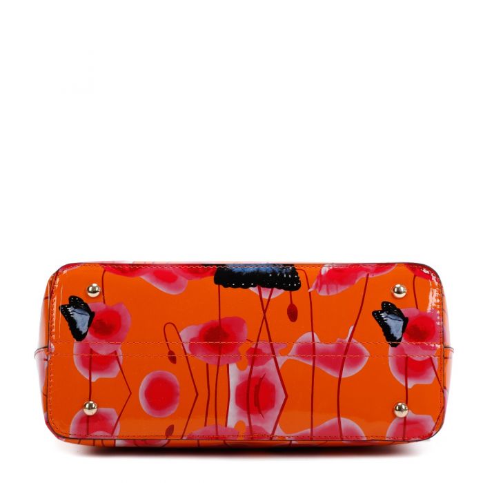 Rj171056 Patent Poppy Flower & Butterfly Patterned Tote Bag