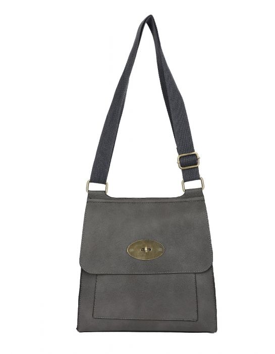 RB15113 Flap Over Messenger Bag With Metal Clasp