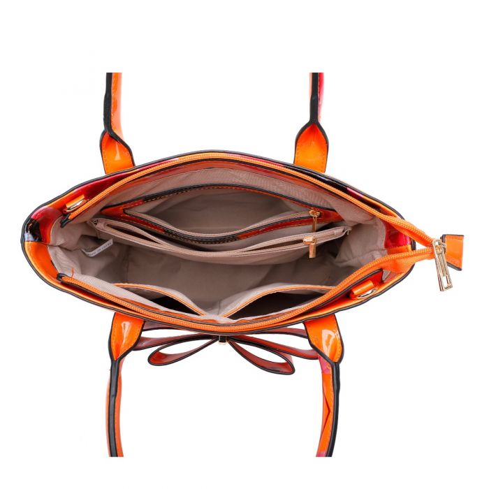 Rj180802-PB 2IN1 Poppy Flower & Butterfly Bucket Shaped Top-Handle Bag With Purse Set
