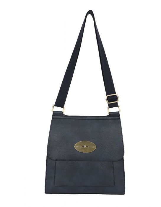 RB15113 Flap Over Messenger Bag With Metal Clasp