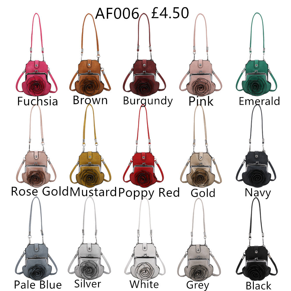 AF006 3D Rose Floral Patterned Mobile Phone Pouch Purse Bag