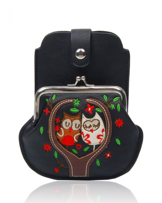 AF007 Owl Patterned Mobile Phone Pouch Purse Bag