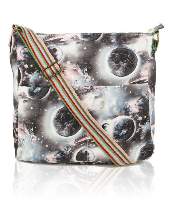 RF13001-ET Planet Print Canvas Cross-Body Bag