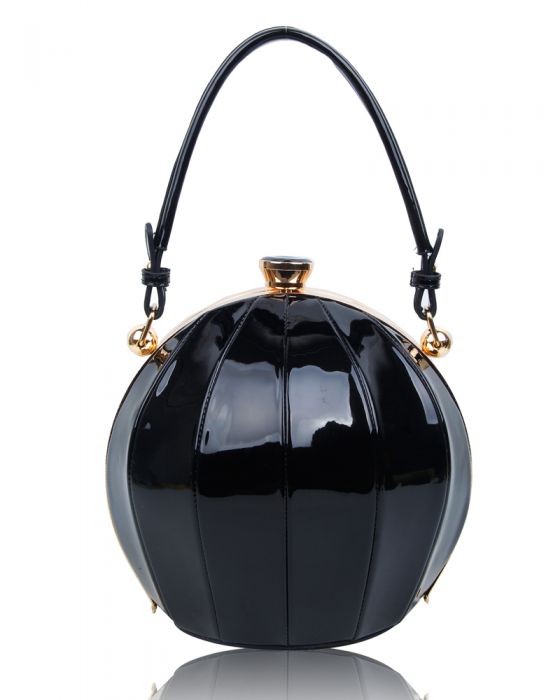 RD170141 Round Shaped Strip Patterned Top-Handle Bag