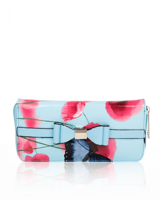 Rj180802-PB 2IN1 Poppy Flower & Butterfly Bucket Shaped Top-Handle Bag With Purse Set