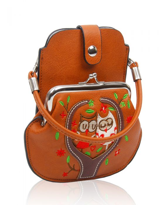 AF007 Owl Patterned Mobile Phone Pouch Purse Bag
