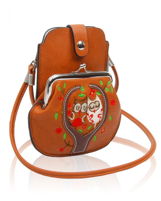 AF007 Owl Patterned Mobile Phone Pouch Purse Bag