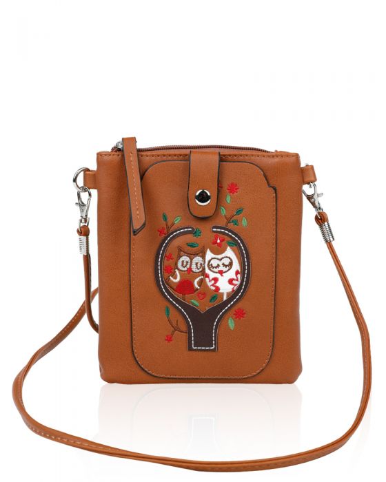 F004 Owl Patterned Mobile Phone Purse Pouch