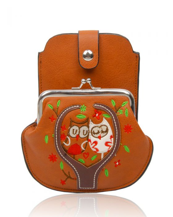 AF007 Owl Patterned Mobile Phone Pouch Purse Bag