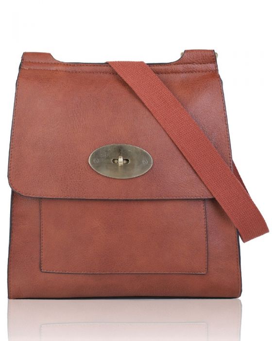 RB15113 Flap Over Messenger Bag With Metal Clasp