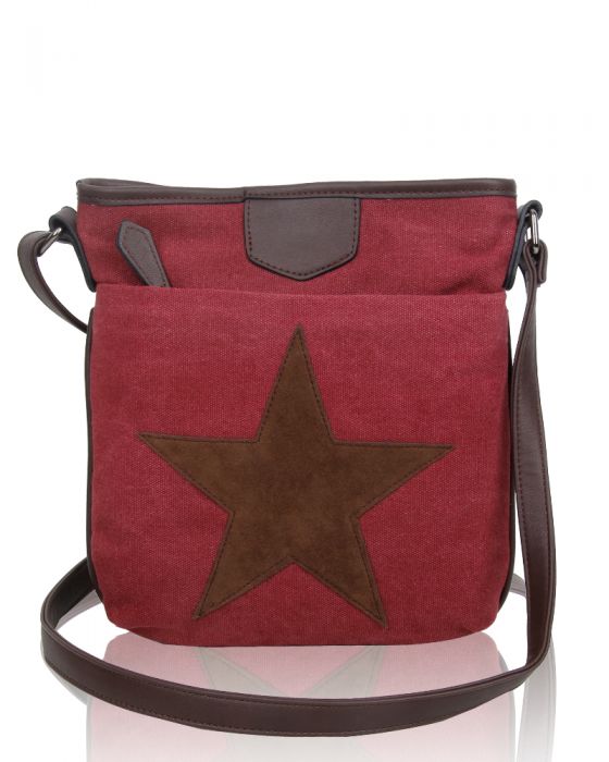 RX160431 Canvas Star Patterned Cross-Body Bag
