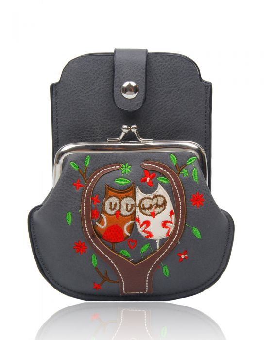 AF007 Owl Patterned Mobile Phone Pouch Purse Bag