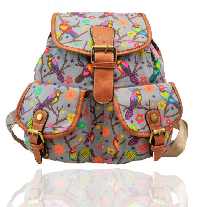 X2428B-BD Bird Print Backpack Rucksack Bag