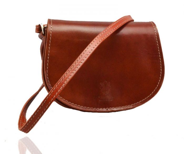 V0027 Small Leather Saddle shoulder bag 2 compartments