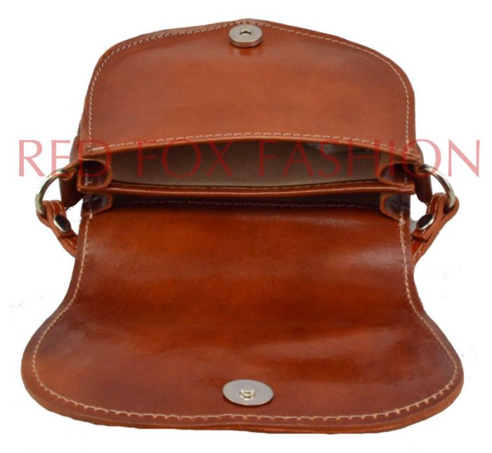 V0027 Small Leather Saddle shoulder bag 2 compartments