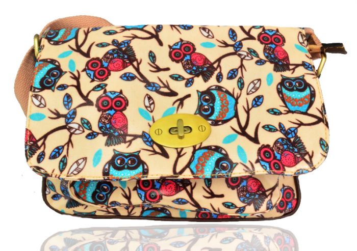 H6060-OWL4 Print Waterproof Satchel Bag