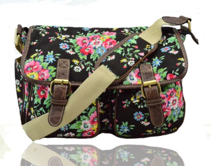 C6072-F Floral Canvas Saddle bag