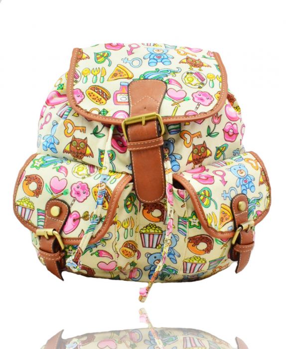 X2428-E Cartoon Print Backpack Rucksack Bag
