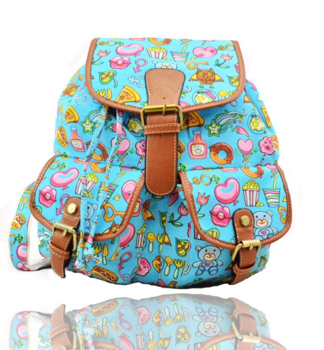 X2428-E Cartoon Print Backpack Rucksack Bag