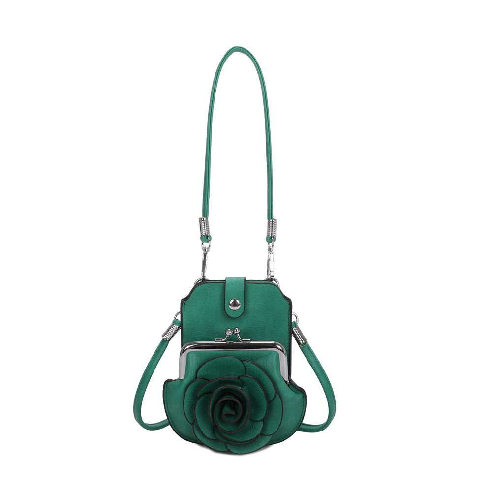 AF006 3D Rose Floral Patterned Mobile Phone Pouch Purse Bag