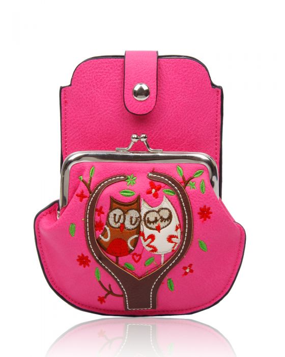 AF007 Owl Patterned Mobile Phone Pouch Purse Bag