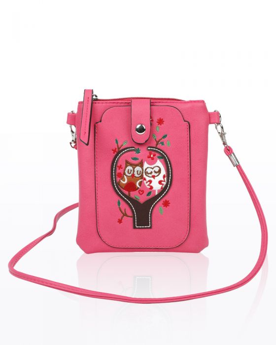 F004 Owl Patterned Mobile Phone Purse Pouch
