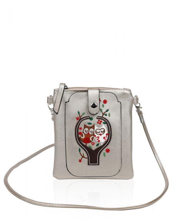 F004 Owl Patterned Mobile Phone Purse Pouch