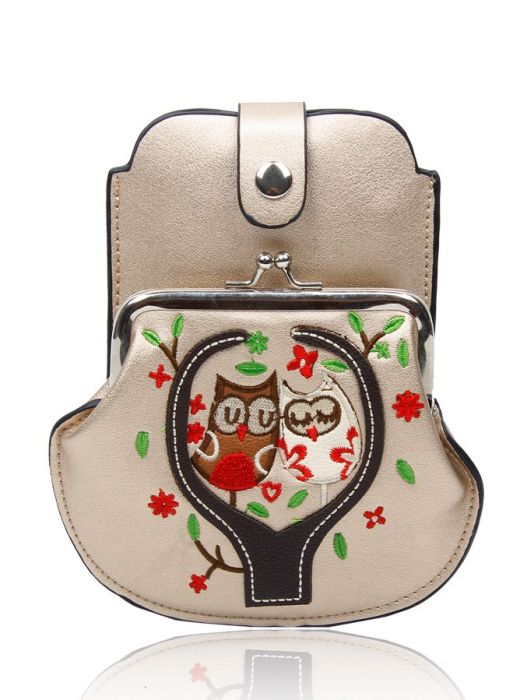 AF007 Owl Patterned Mobile Phone Pouch Purse Bag
